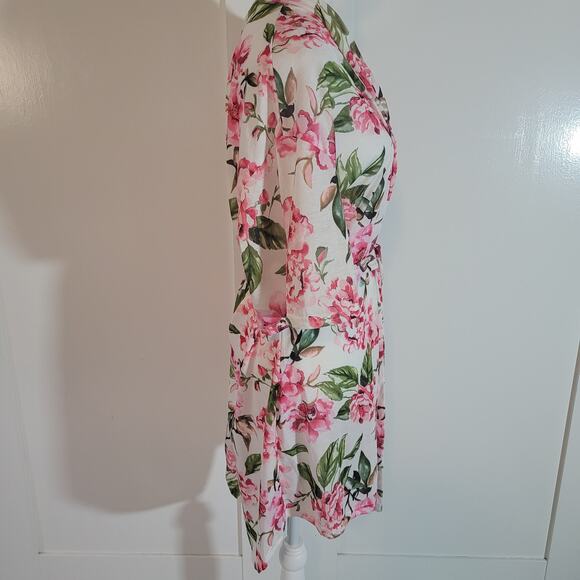Show Me Your Mumu Size OS Brie Robe Floral Pink Rose Tie 100% Polyester - Picture 7 of 13